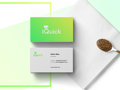 Business card for the iQuick store business businesscard design food green limegreen style