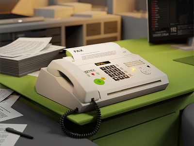 AEPHEX Fax Machine 3d advertising fax furniture interface office product design render