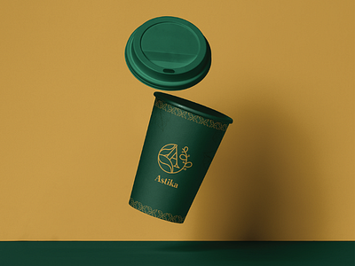 Packaging for coffee brand branding coffee company cup design gold graphic design green logo packaging