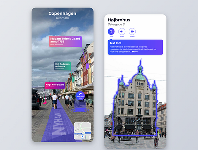AR Map ar ar map augmented reality gps location map mobile app street tourist ui design