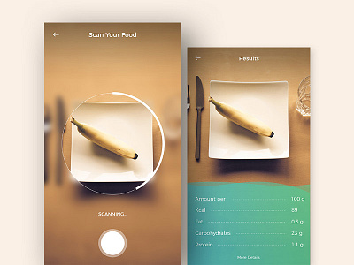 Scan your food.. app banana camera food gradients health mobile nutrition chart scan ui ux