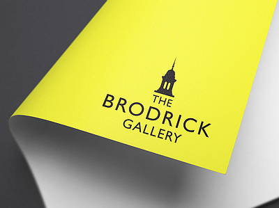 The Brodrick Gallery Logo architecture art black brand branding brodrick building college design gallery icon logo logodesign logotype museum museum of art school symbol type yellow