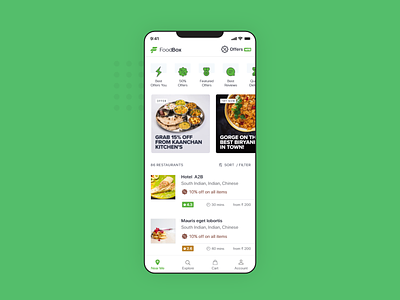 Foodbox - Food Delivery App (Swiggy clone) food app ui food delivery app foodbox redesign restaurant app
