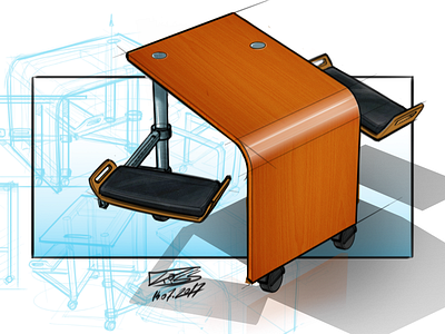 Furniture Drawing 3 desk digital drawing foldable furniture idsketching industrialdesign productdesignsketch productsketch sketchbookpro wacom wood