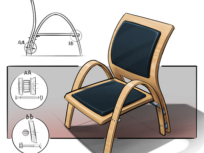 Bent wood chair chair sketch wood furniture deco