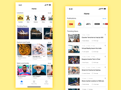 A News and Travel Application Concept Shot apple homescreen ios minimalism mobile app design mobile design mobile ui news app newsfeed travel app