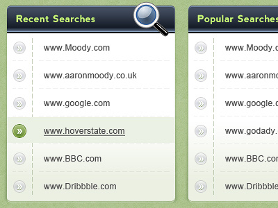 Recentsearches clean crisp design domains element hover searches table ui website