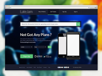 Tickets aaronmoody app blur dark events flat homepage interface tickets web website