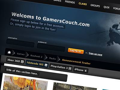 Gamerscouch.com re design breadcrumbs clean gaming website