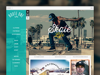 Route One Concept ecommerce experiment fun skate store ui website