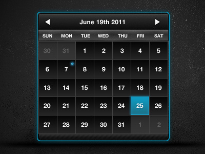 Calendar freebie blue calendar dark element free glow resource ui