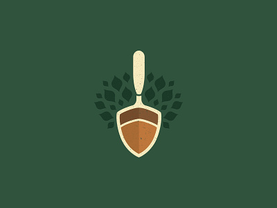 Acorn Logo acorn branding builder logo mark oak spade trowel