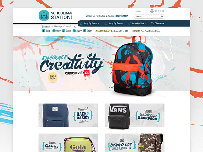 Schoolbag Site childrens creative ecommerce fun school store website