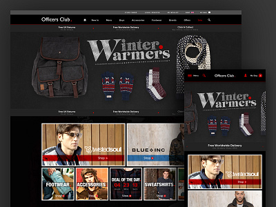 Officers Club Responsive eCommerce conversion dark ecommerce fashion responsive sales shop textured ui ux website winter