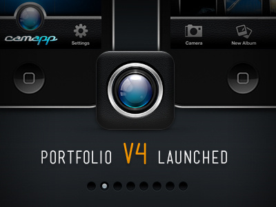 Portfolio v4 - Launched app apple camera dark design folio graphic icon design interface launched portfolio ui v4 web design work