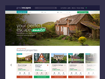 cottage airbnb booking cabins clean cottages travel travel app ui ux web website website concept website design