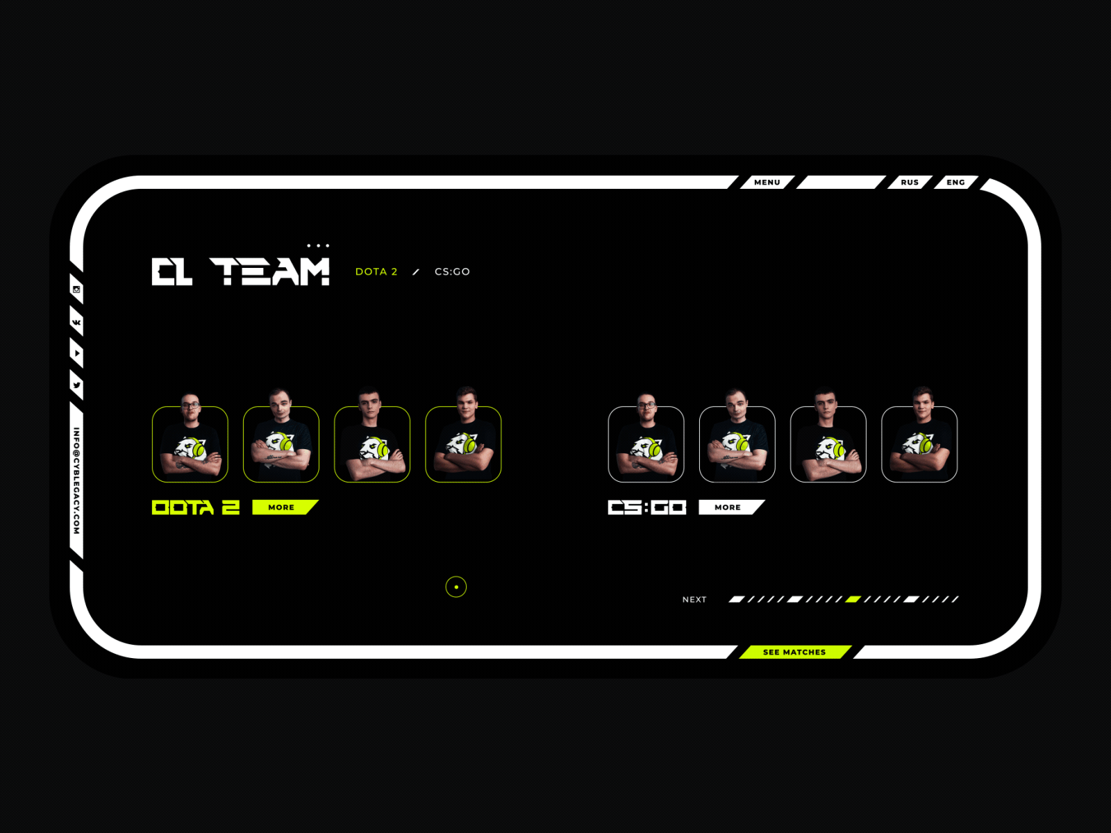 CL TEAM animation black csgo cyber cyber punk dota esport game gaming motion team ui ux