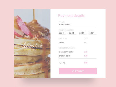 Daily UI 002 Credit Card Checkout 002 checkout dailyui delicious food form