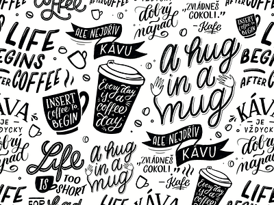 Repeating pattern for Chaukiss bamboo coffee cup hand lettering káva lettering pattern patterned print quotes typography