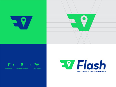 Flash - Online Delivery App Logo Design app branding concept delivery design geometric icon illustration minimal online vector