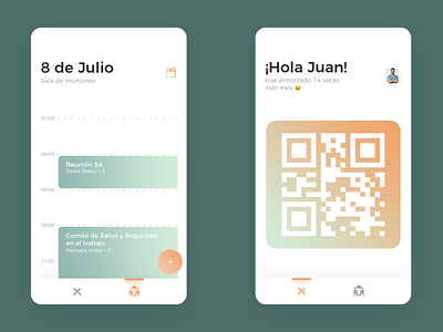 Inside company services App calendar qr code ui ux