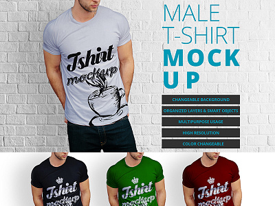 Male t-shirt mock up design Free Psd