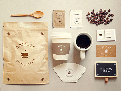 Coffee stationery mock up Free Psd