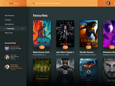 PlayMedia - A Cinema based user interface for desktop app cinema design desktop digitaldesign movie typography ui ux web website