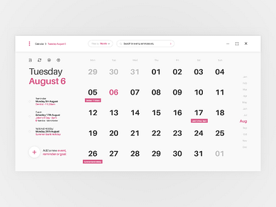 Calendar - Desktop UI Concept