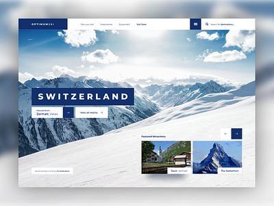 Ski Destination Landing Page desktop digital digitaldesign homepage landing page sketch ski snow typography ui ux website