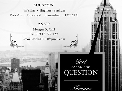 Engagement Invite a6 elegance grey monochrome poscard print typography