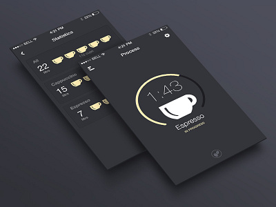 Coffee timer 7 app coffee flat interface ios ios7 iphone timer ui ux