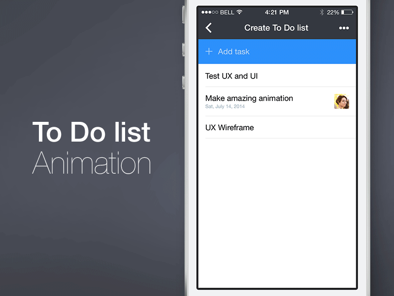 Task Manager animation gif interface ios iphone list task taskmanager todo ui ux