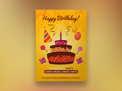 Birthday Party Poster/Flyer brand brochure catalogs catalogue clean corporate customisable design free logo print template