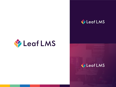 Leaf LMS Logo design illustration leaf logo logotype modern multcolor premium typography