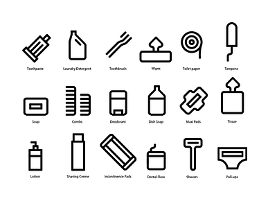 Icon Set for Hygiene Products hygiene products icons