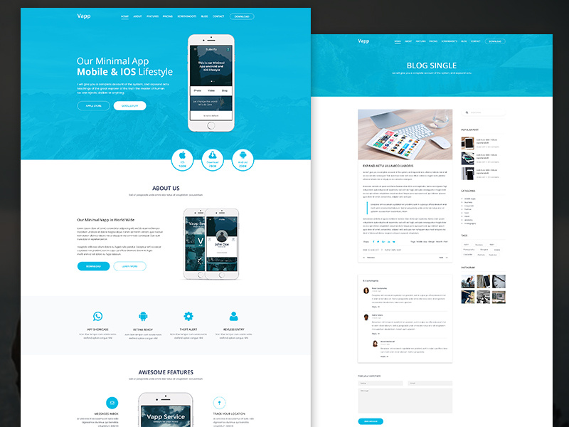 Vapp - App landing minimal PSD Template by Rasel Mahmud on Dribbble