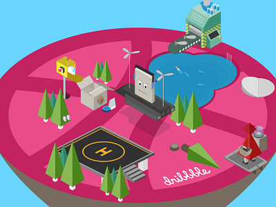 Dribbble Land isometric vector