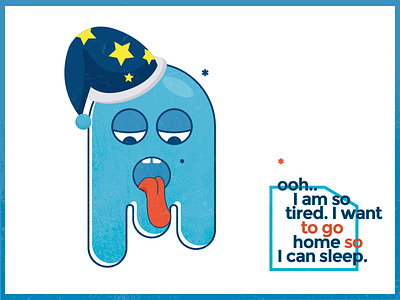 sleepy ghost icon cartoon cute ghost icon sleepy style texture tired typo