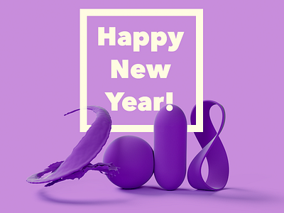 Happy New Year! 2018 3d card dimension happy new year text