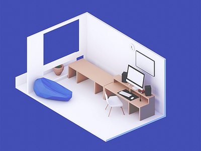 Home Office 3d 3d art b3d blender3d design illustration isometric illustration modelling office office space practice