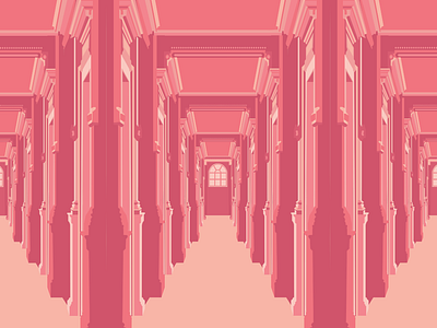 Liminal Pink architecture building hall hallway illustration liminal pink