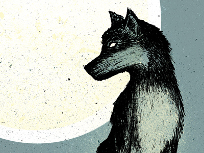 Wolf illustration poster screenprint wolf