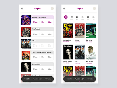 Cavea Cinemas - Concept (Part 1) app apple application branding cinema concept design ios movie movie app reservation tickets ui