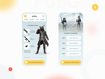pubg application character design game game design guns ios mobile pubg shooting ui ux