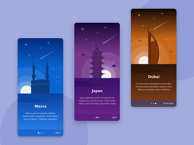 Gorgeous Places app app design appdesign design design app dubai exploration illustration japan mecca mobile moon night screen uidesign