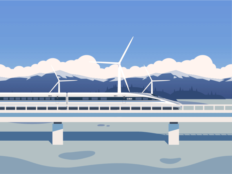 Tianshan high speed railway china illustration imagine speed railway tianshan windmill