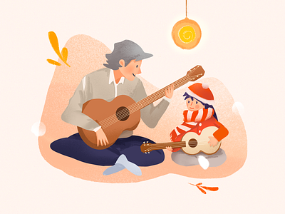 warm china illustration red the guitar warm