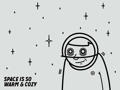 Space is Cozy 2d astronaut cartoon character design digital illustration space stars vector