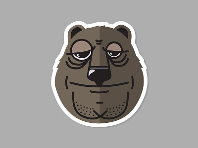 Sticker Rebound animal bear brown color eyes flat grey illustration playoff sticker vector